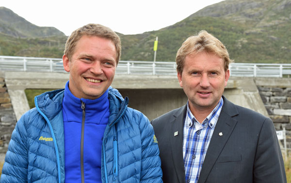 Varaordførar i Lærdal, Trond Øyen Einemo og ordførar i Vang, Vidar Eltun.